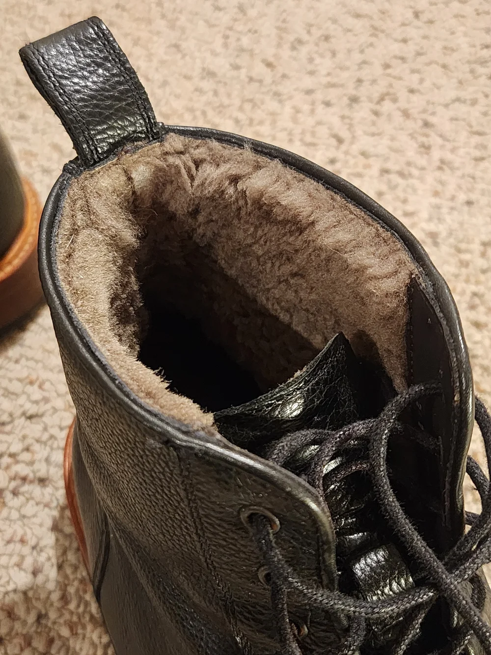 Men's Black Leather Lace-Up Boots with Brown Sole Johnston & Murphy